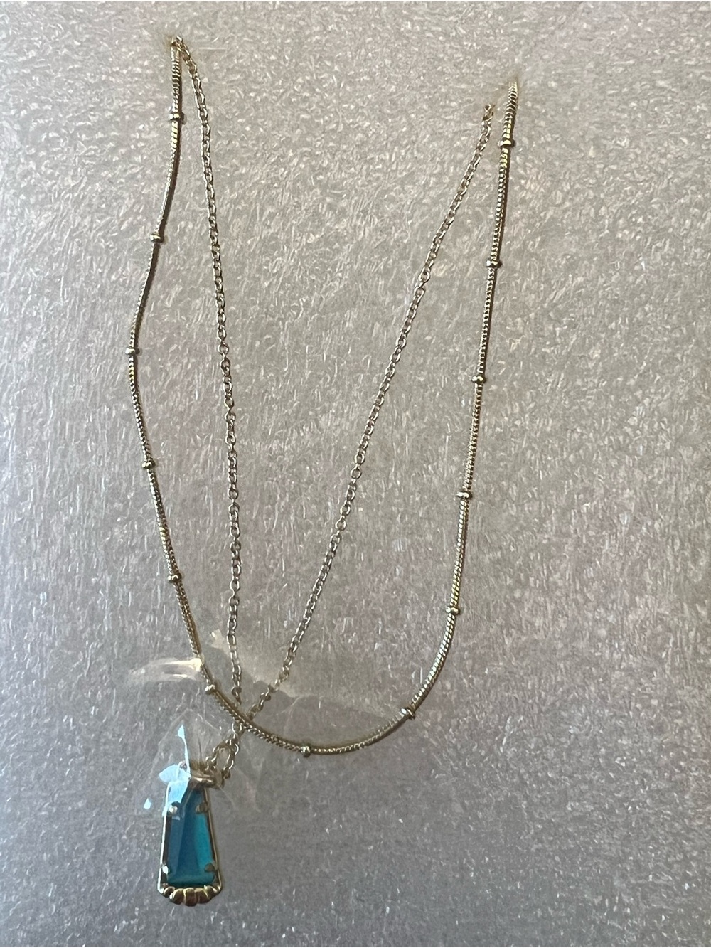Kendra Scott Gold Tone Double Chain Necklace with Teal Pendant-NWOT!